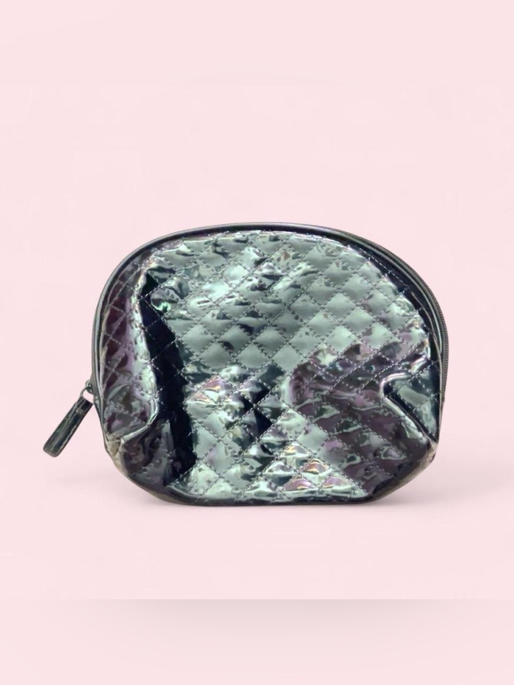 Iridescent Quilted Cosmetic Pouch